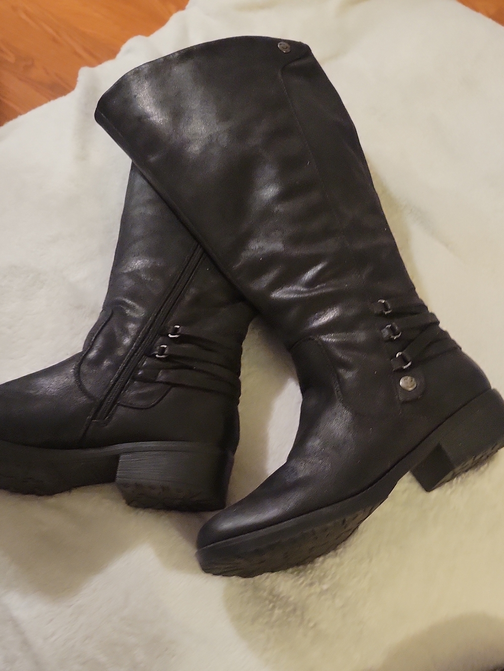 BareTraps Black Over-the-Knee Faux Leather Riding Boots